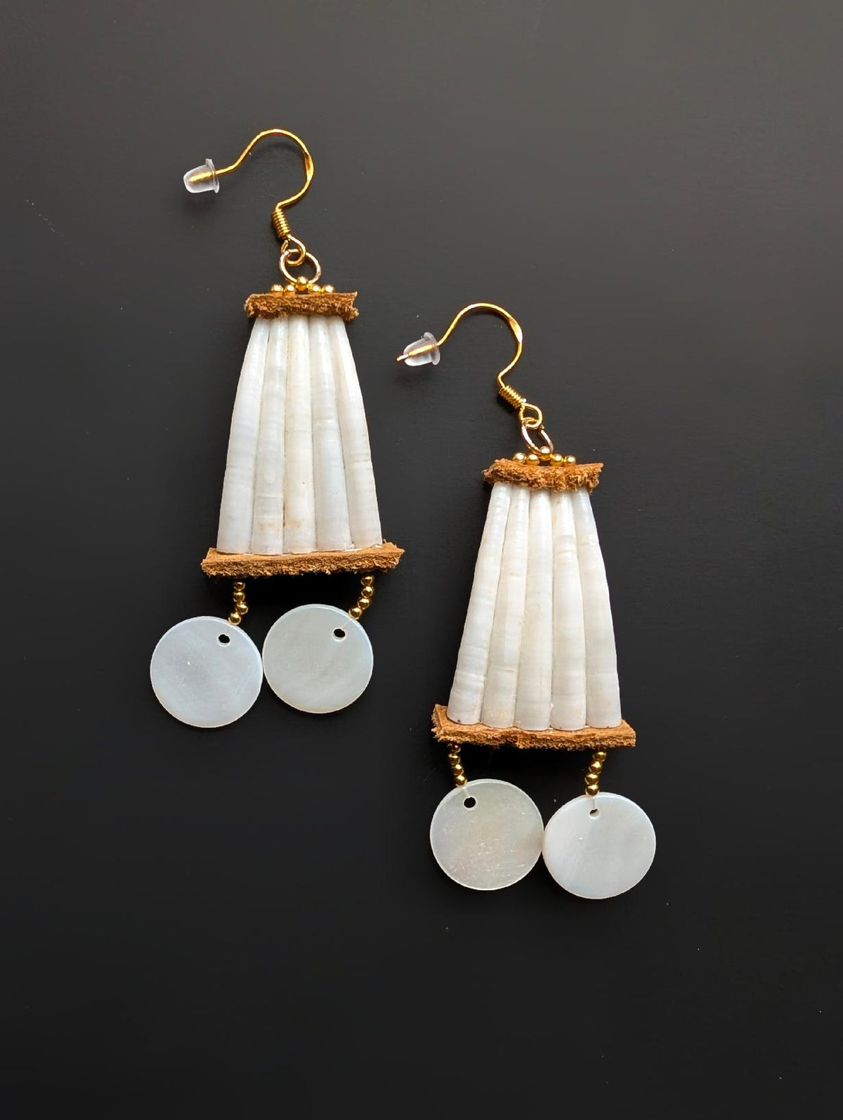 2.25" Dentalium + Shell Earrings