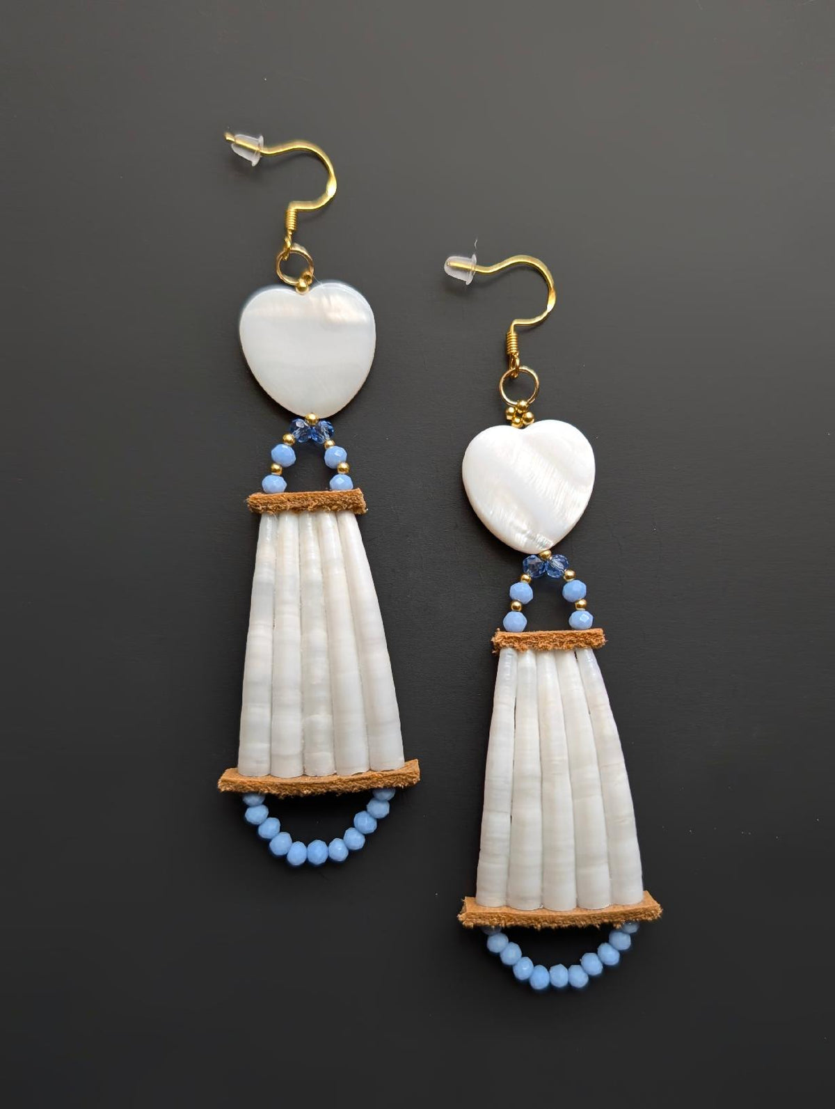 3.5" Dentalium + Shell Earrings