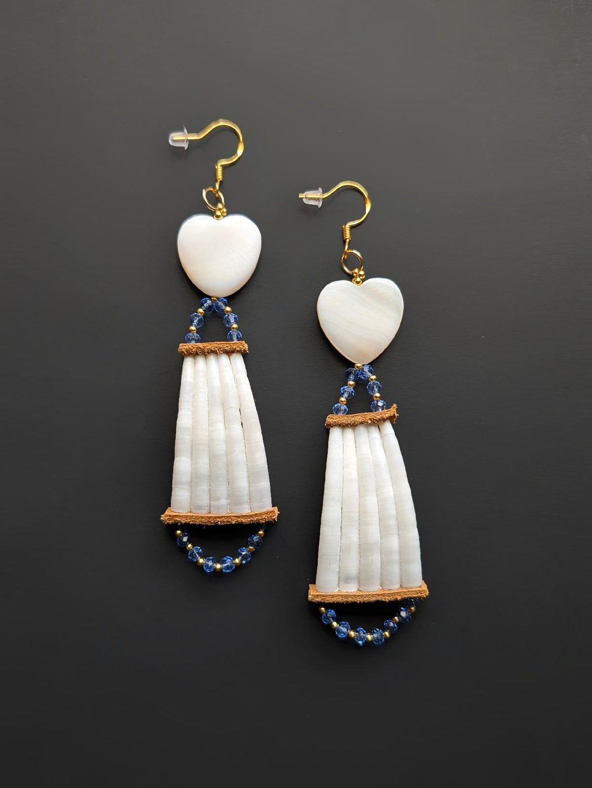 3.5" Dentalium + Shell Earrings